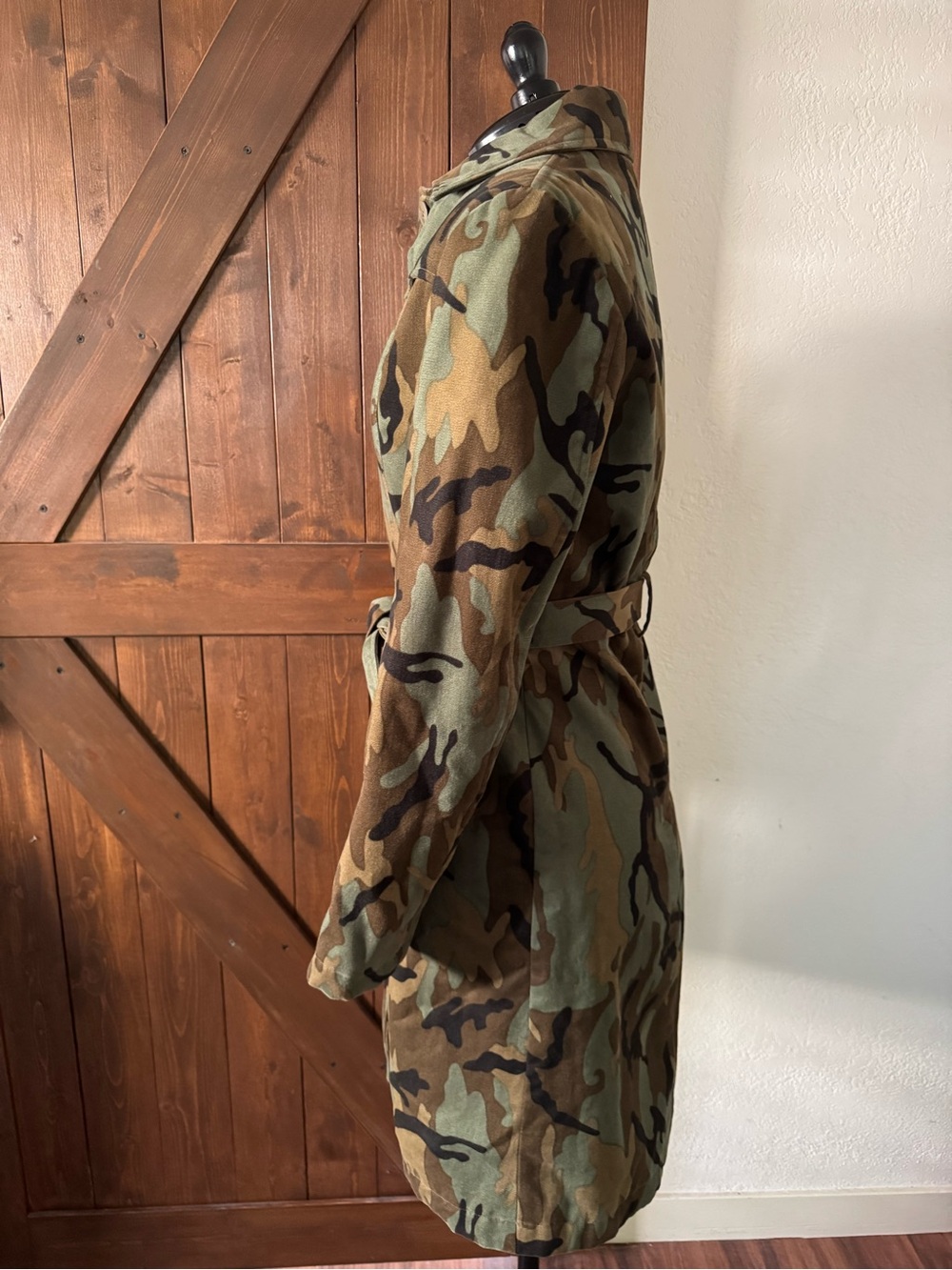 Vintage Esprit Women's Camoflauge Trench Coat in Green, Brown & Black - Picture 4 of 11